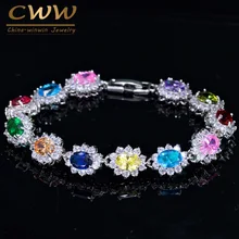 Cwwzircons 8 цветов Роскошные Цветок Круглой Формы разноцветные кубический цирконий Для женщин браслеты Браслеты для Свадебная вечеринка CB039