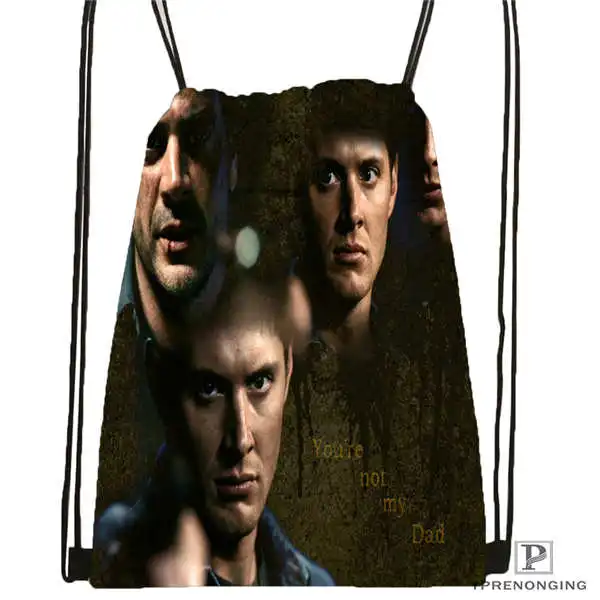 Drawstring Backpack Пользовательские Дин-сверхъестественная-походная сумка на шнурке милый рюкзак для детей(черная спинка) 31x40 см#180611-03-112 - Цвет: Drawstring Backpack