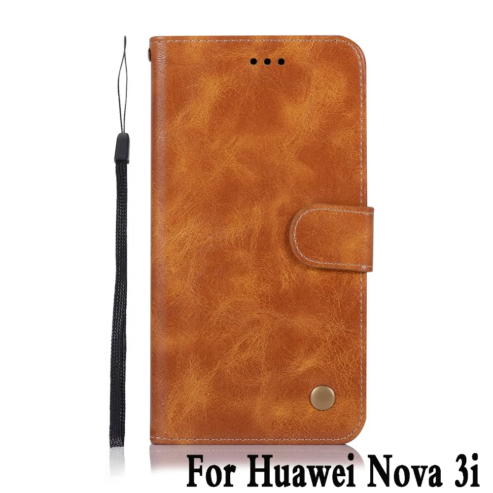 

For Huawei P Smart Plus Case 6.3 inch Vintage Flip Genuine Leather Case For Huawei Nova 3i INE-LX2 LX1 Retro Wallet Cover luxuty