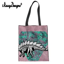 Эко-сумка с мультяшным динозавром, Женская Холщовая Сумка на плечо, большая дорожная пляжная сумка, Женская Роскошная сумочка для девочек, Прямая поставка