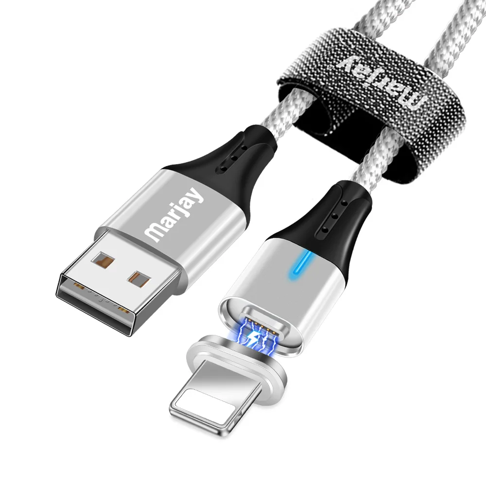 Магнитный зарядный Micro USB кабель Marjay для мобильного телефона iPhone samsung Xiaomi QC3.0, быстрое магнитное зарядное устройство, кабель usb type-C - Цвет: Silver IOS Cable
