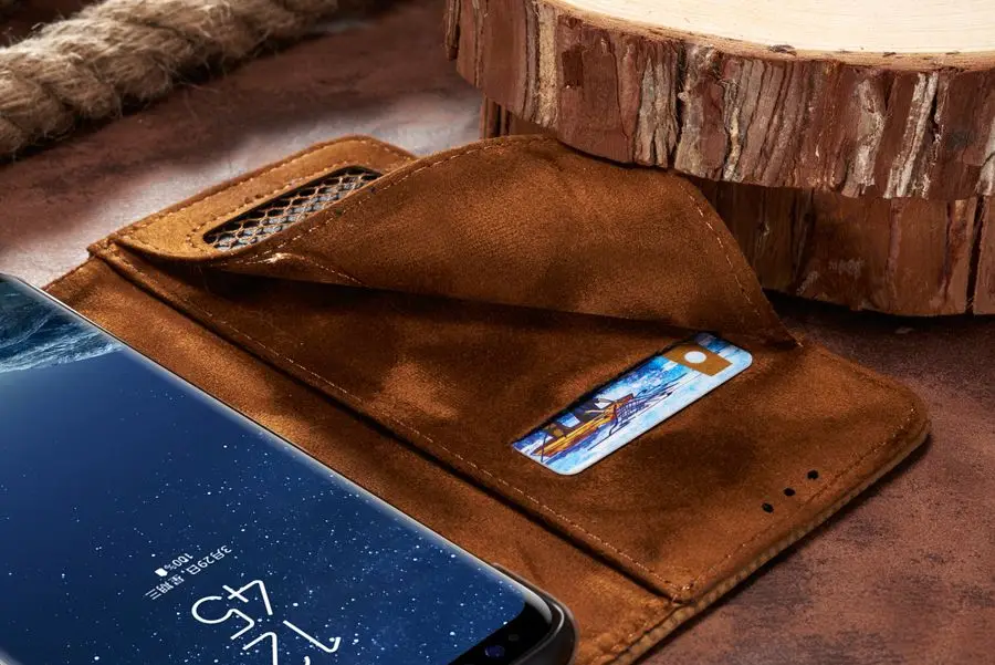 Дышащий кожаный чехол для Samsung Galaxy S8 с сеткой фото Рамки слот карты Fundas +
