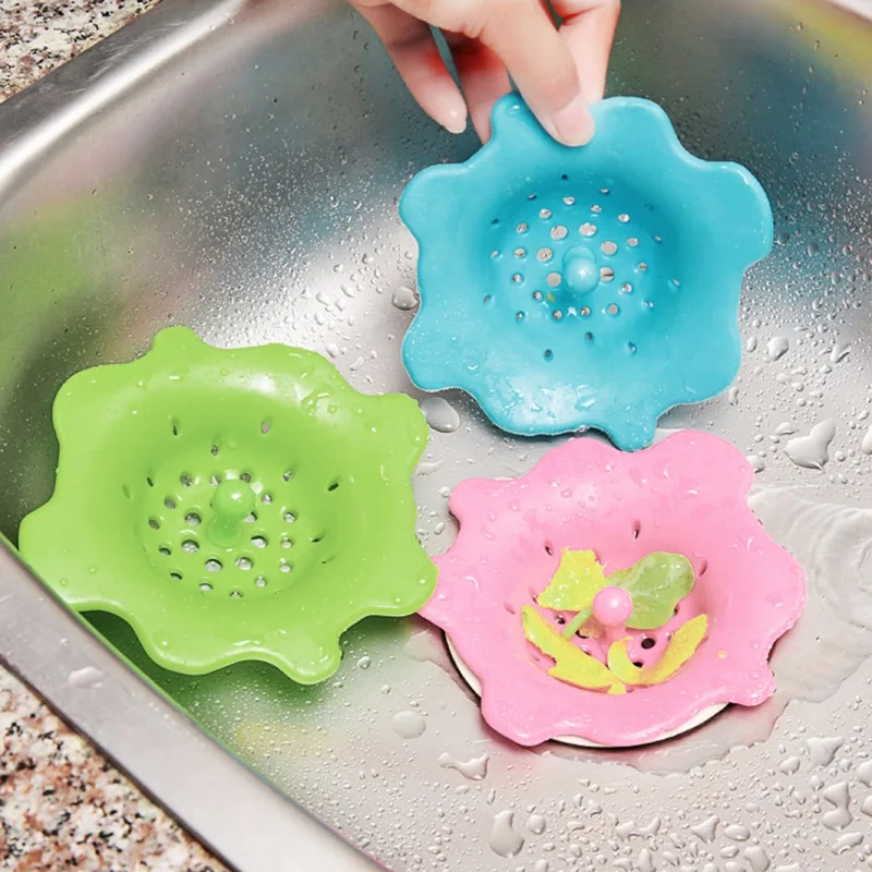 

Colorful Kitchen Floral Sink Filter Floor Drain Hair Leaves Dirt Colanders Strainers for Kitchen Bathroom Easy to clean