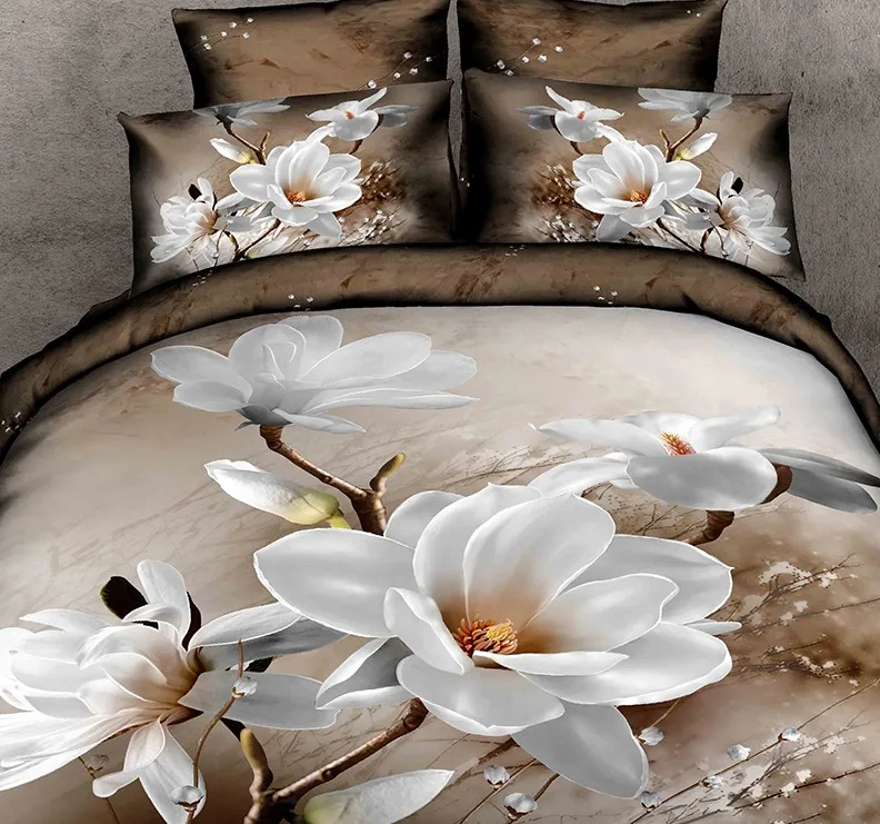 3D White floral bedding set magnolia flower duvet cover bedspreads