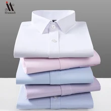 Новинка, мужская рубашка с длинным рукавом, тонкая брендовая мужская рубашка, дизайнерская Высококачественная однотонная мужская одежда, облегающая саржевая деловая рубашка