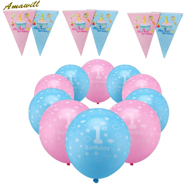 Amawill 1st Birthday Balloons Girl Boy 1st Birthday Decoration