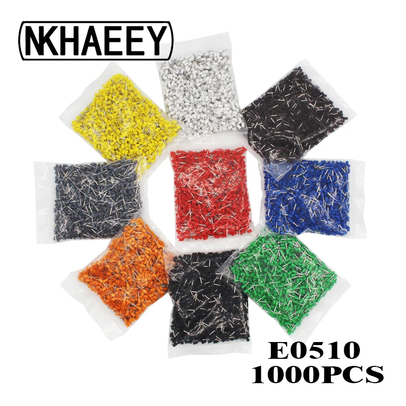 

1000pcs/Pack E0510 Insulated Cord End Terminal Crimp Terminal Wire Connector Crimp Ferrules Crimping Terminals Tubular AWG #22