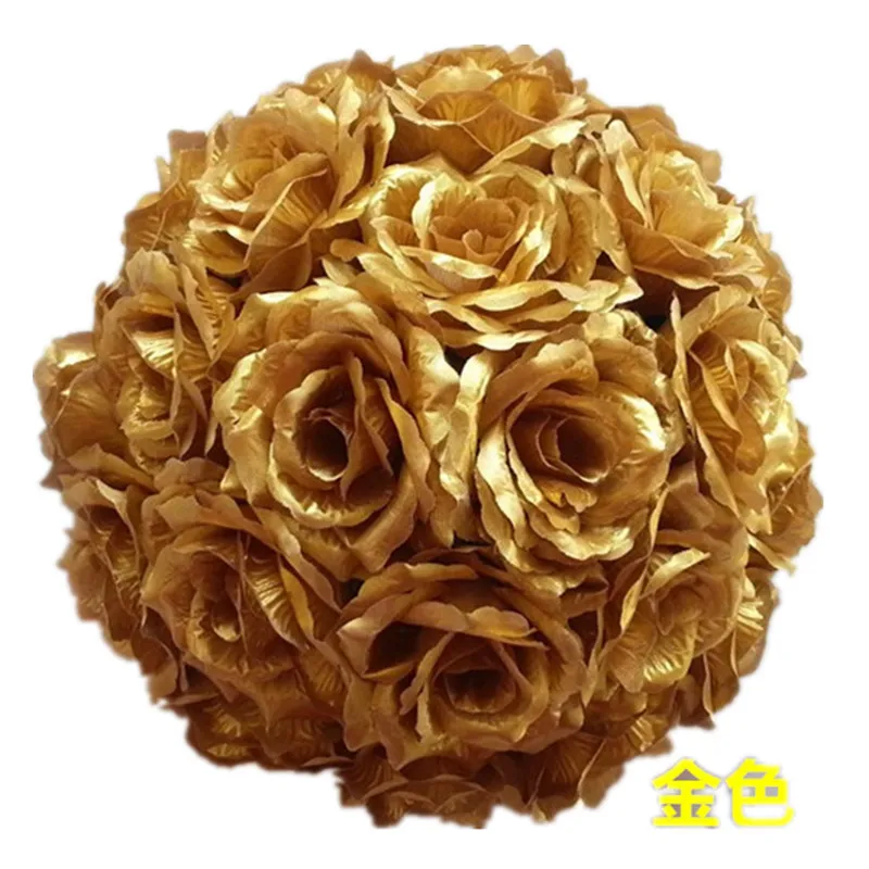 

1Pcs 8 inch(20cm) Gold color Silk Rose Decorative Flower Ball for Home Decoration Festive & Party Supplies Wedding Favors