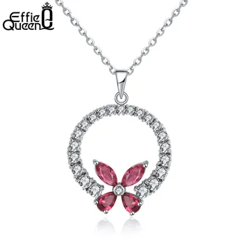 

Effie Queen Cubic Zirconia Crystal Pendant Necklaces Newest Fashion Chain Flower Necklace Jewelry For Girls Gifts DN133