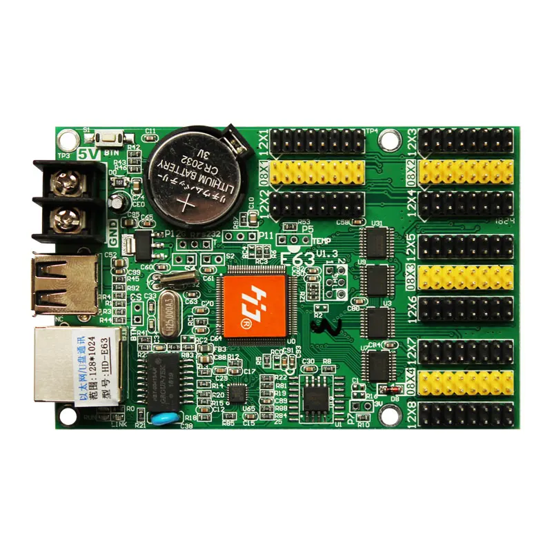 HD E63 Ethernet порты связи Huidu P10 двухцветная СВЕТОДИОДНАЯ видеокарта светодиодный