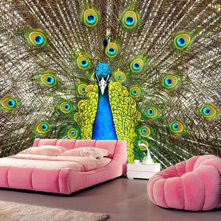 Custom Mural Papel De Parede,birds Peacocks Animals Wallpapers,coffee