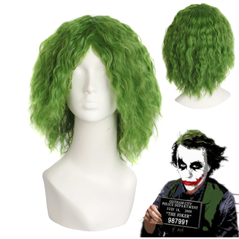 

1:1Movie Batman The Dark Knight The Joker Green wig Heath Ledger cosplay Center parting Green wig Cosplay costumes Free Shipping