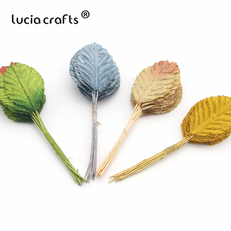 Lucia crafts, 24 шт./лот, искусственные листья, цветы для букета, венки, сделай сам, для дома, вечерние, свадебные украшения, аксессуары A0705