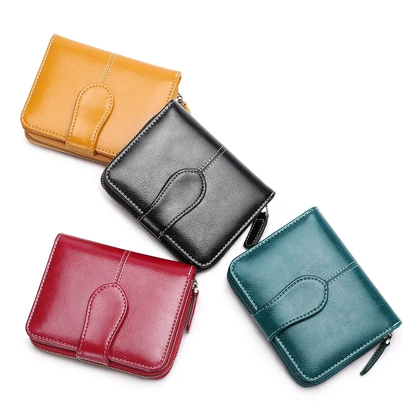 Luxury Brand Split Leather Women Wallet Short Purses Coin Pocket Female Hasp Zipper for Ladies ...