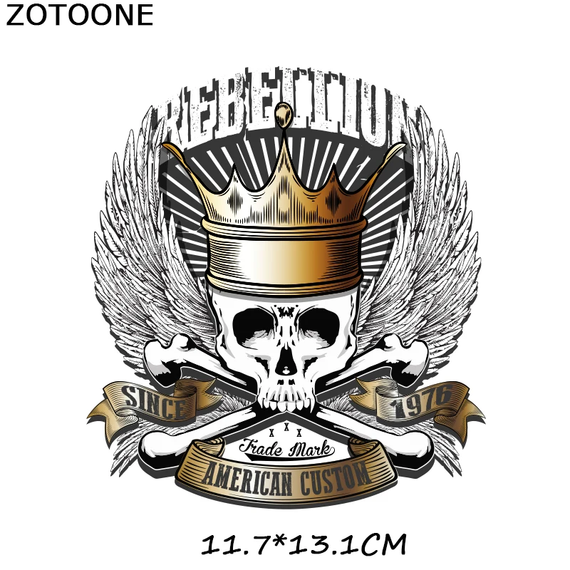ZT1260 ZOTOONE Череп патч мотоцикл значок камера наклейки Утюг на передачи для одежды футболки аксессуары аппликации теплопередача F1 - Цвет: ZT1260
