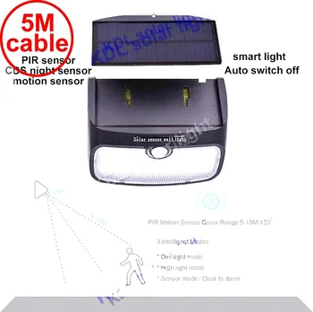 

split mounting 48 LED 900lm Solar Light PIR +motion+radar led 36LED Remote Control To Ad 5M cable street wall outdoor light fo