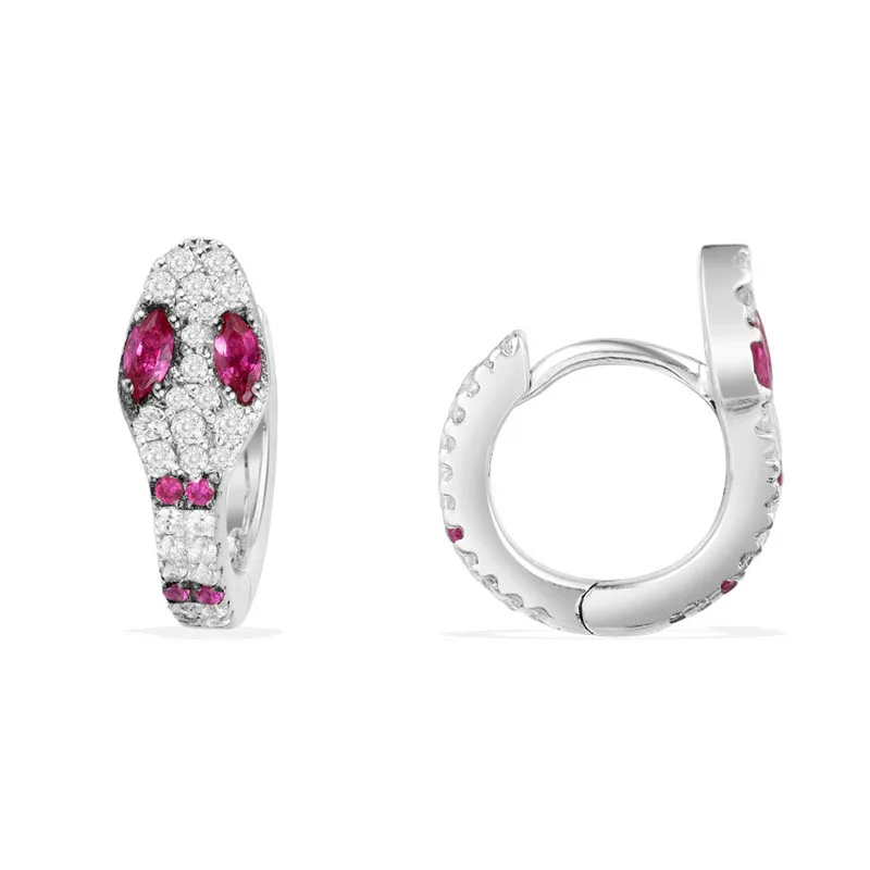 

SLJELY 925 Sterling Silver Luxury Animal Snake Earrings Paved Red Green Blue AAA Cubic Zirconia Wedding Party Jewelry for Women