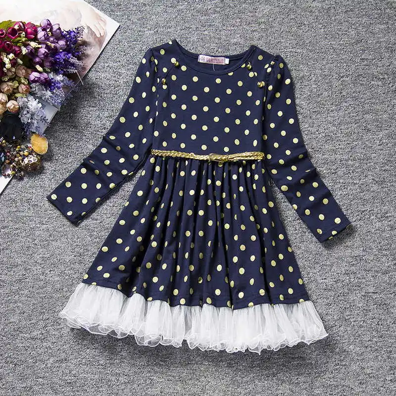 

Baby Girls Dress Autumn Fall Cotton Long Sleeve Clothes Princess Children Holiday Party Dresses Polka Dot Toddler Girls Clothing