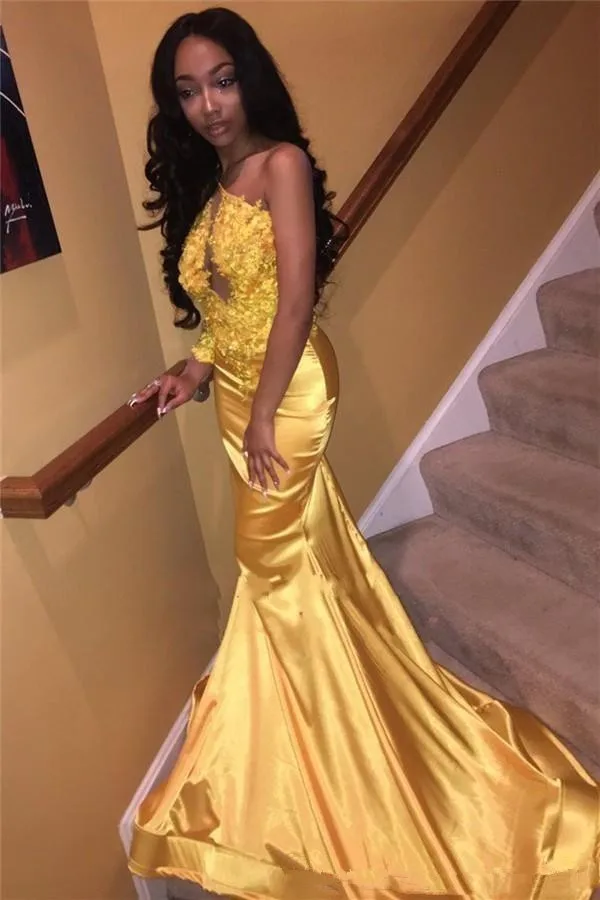 2019-new-sheer-long-sleeves-mermaid-long-prom-dresses-black-girls-gold-lace-applique-sweep-train-formal-party-evening-gowns-bc0589