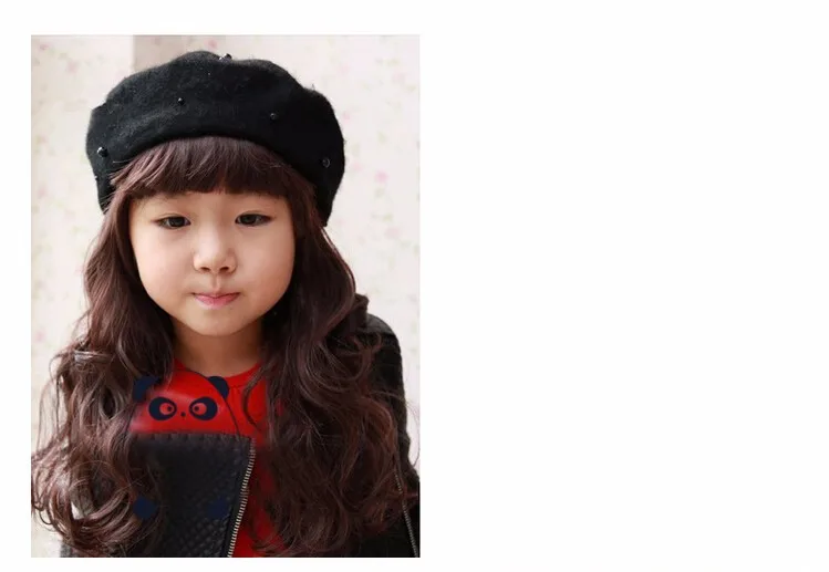 Прекрасная жемчужина Берет шерстяной художник вязаная шапка для маленьких девочек зима теплая Берет Hat для от 2 до 6 лет дети