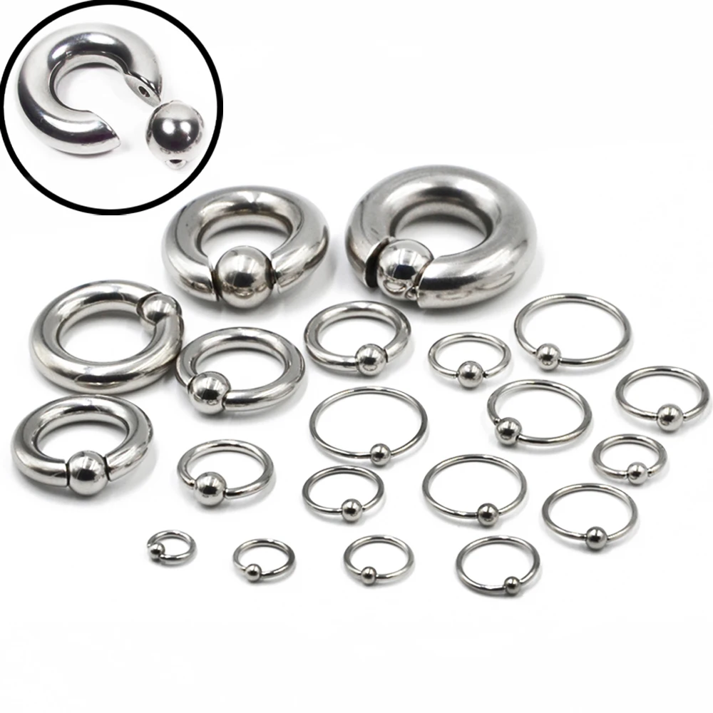 

1 Piece Big Stainless Steel Captive Hoop Rings BCR Eyebrow Tragus Ear Piercing Nose Closure Nipple Bar Lips Large Body Jewelry