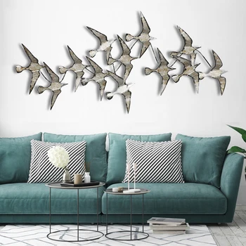 

European Wrought Iron 3D Seagull Wall Hanging Home Livingroom Wall Mural Decoration Hotel Porch Wall Sticker Accessories Crafts
