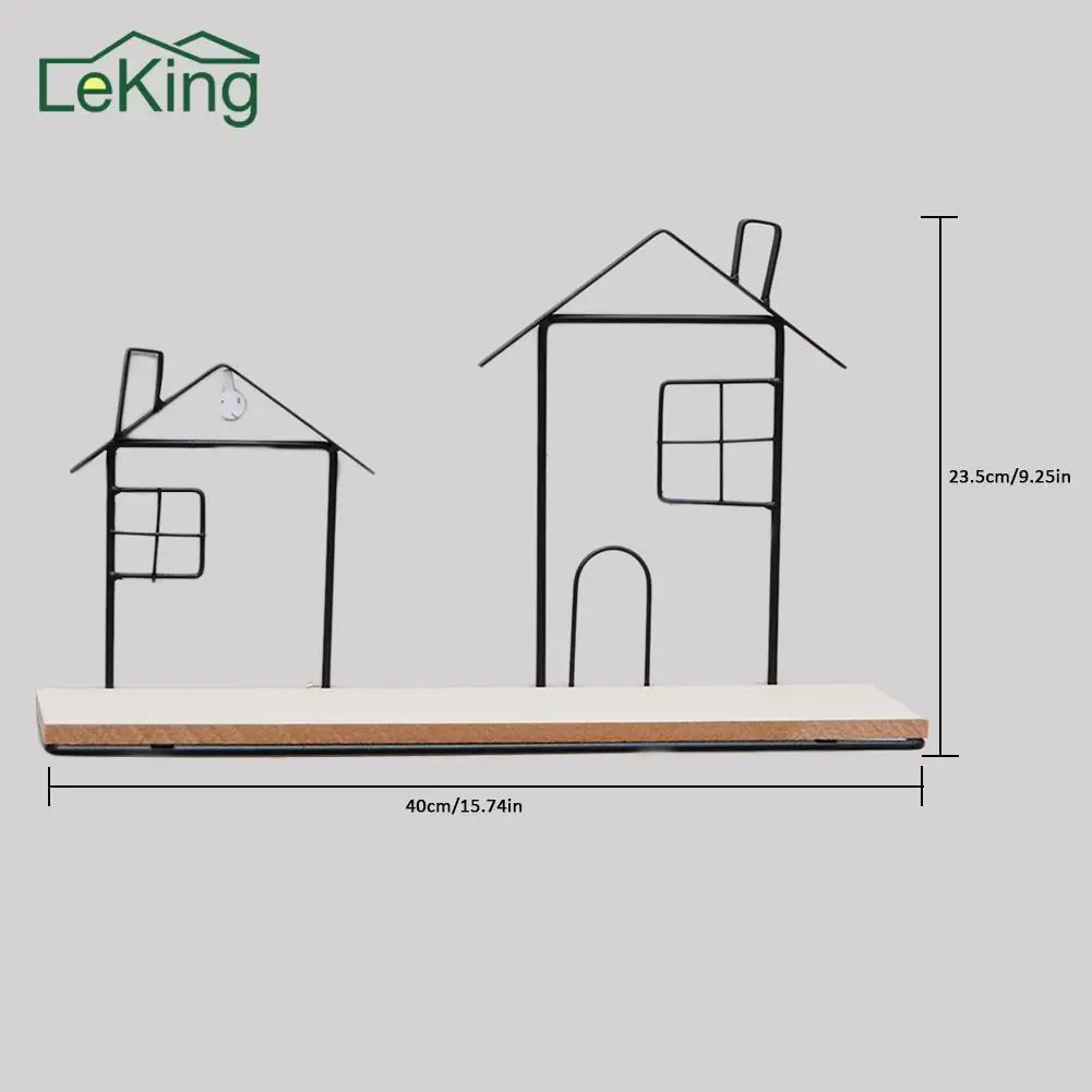 

Modern Minimalist Iron Art Iron Wooden Shelf Kitchen Bathroom Storage Rack Wall Mounted Floating Shelf Decoration Rack