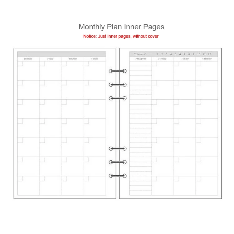 Кожаный блокнот в виде макарон, офисный ежедневник, ежедневник, органайзер, милое кольцо, канцелярские принадлежности, А5, А6 - Цвет: Monthly Plan