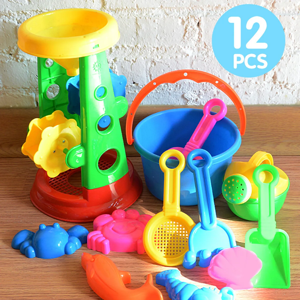Beach Play Toys 12Pcs ABS Plastic Children Set Sand Tool Bucket Rakes Shovels Summer Seaside