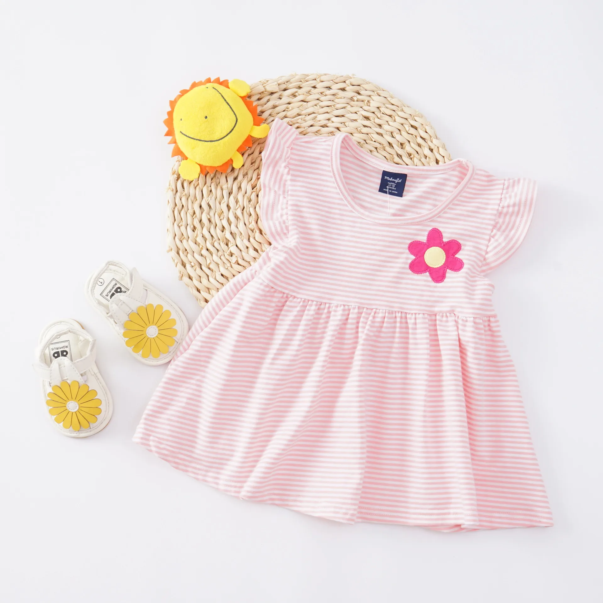Платье с цветочным рисунком для девочек платье в полоску для малышей хлопковое платье для маленьких девочек костюм для девочек от 1 до 4 лет
