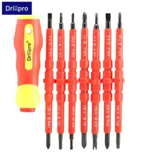 Drillpro 7 шт. электрические отвертки инструменты изолированные электрики одной головы ручной CRV щелевые Phillips, магнитная Herramientas