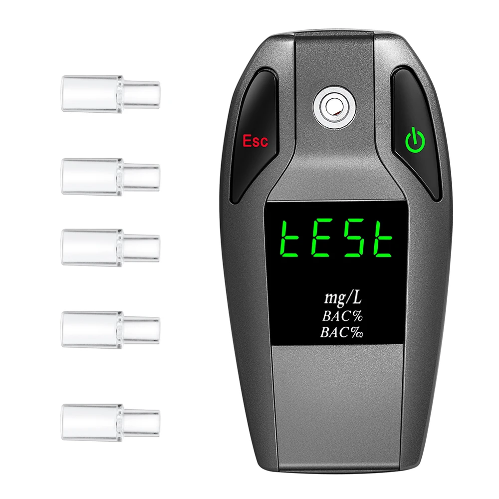 

KKmoon EK911 Professional Digital Gas Analyzer Alcohol Breathalyzer Blood Alcohol Detector Meter with 5pcs Mouthpieces