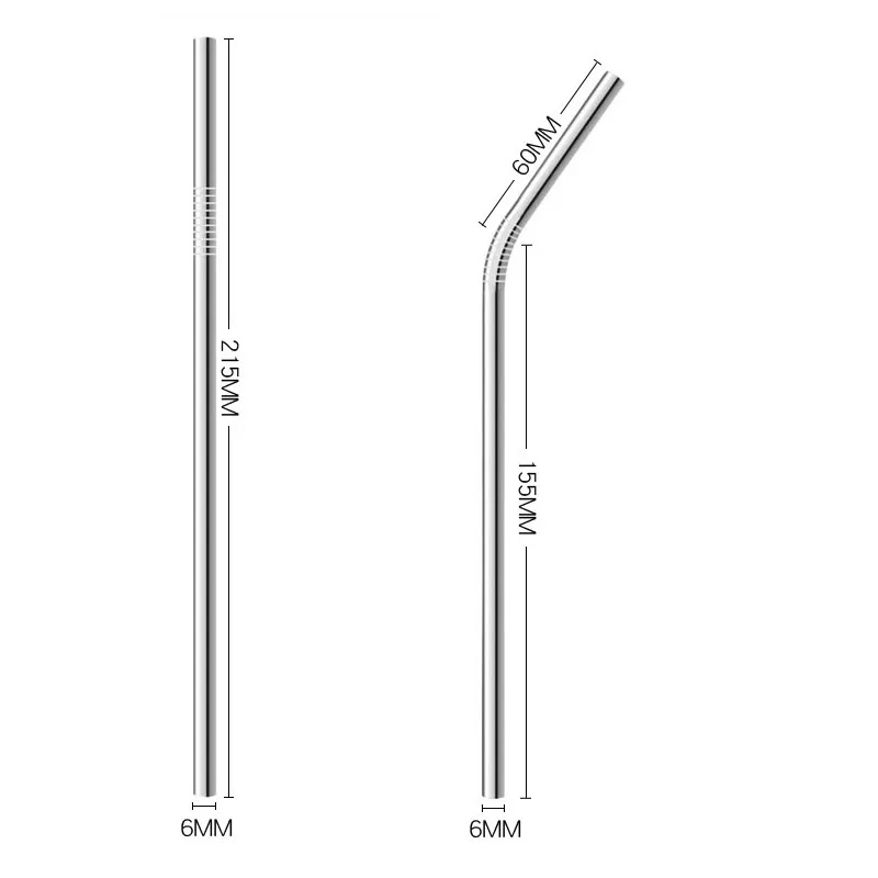 Многоразовые металлические трубочки для питья 304 нержавеющая сталь прочная изогнутая прямая соломинка для напитков с чистящей щеткой вечерние аксессуары
