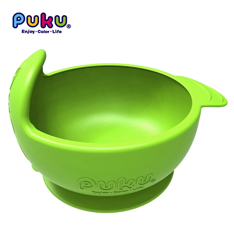 Puku Original Silicone Suction Bowl Arc-shaped Design Baby Tableware Feeding Plate for Children Ordinary and Temperature Sensing (14)