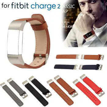

EastVita Replacement Bands Leather Straps Band Interchangeable Smart Fitness Watch Band With Stainless Frame for Fitbit Charge 2