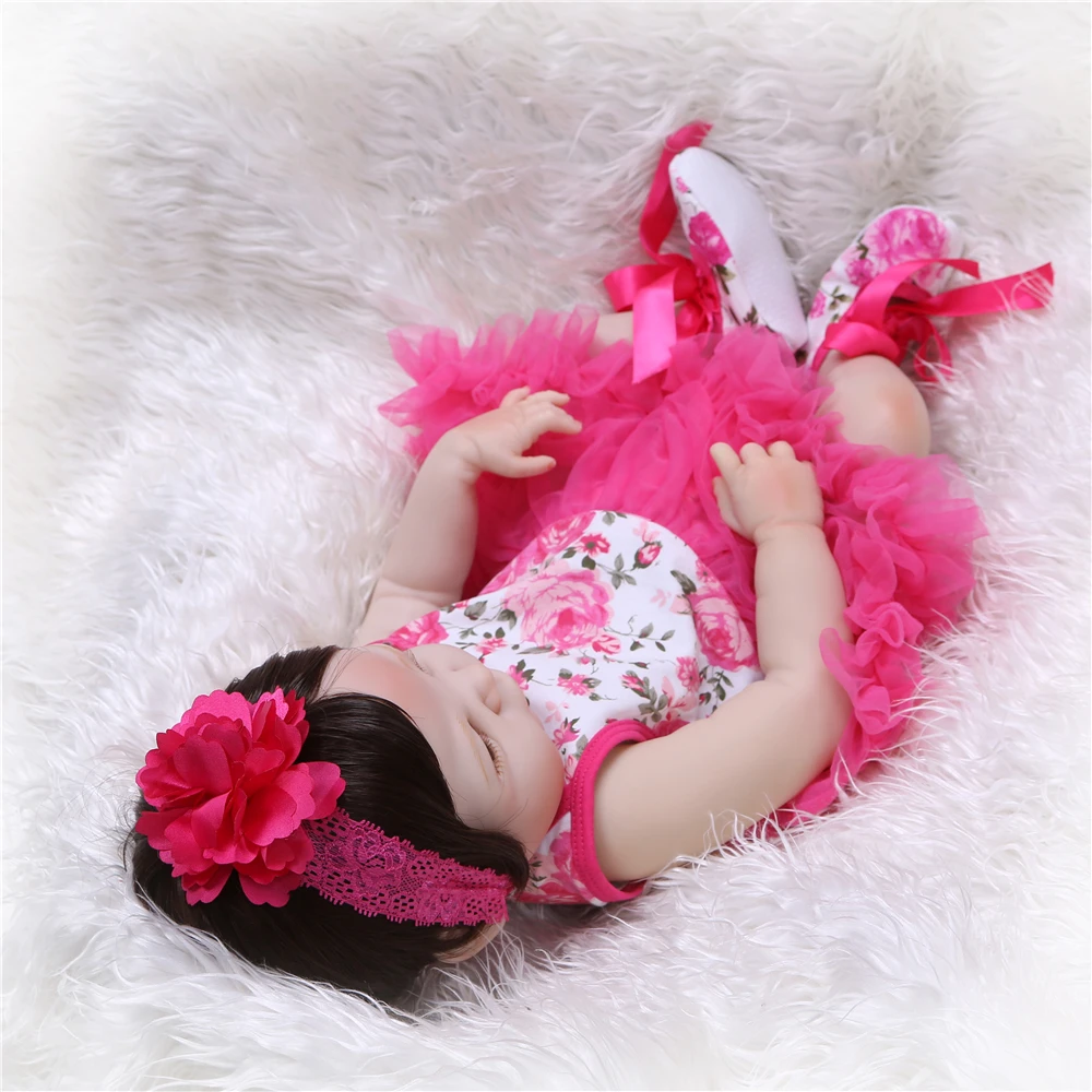 55 см полное Силиконовое боди Reborn Baby Doll игрушка Реалистичная новорожденная - Фото №1