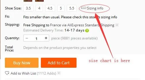 Aliexpress Shoe Size Chart