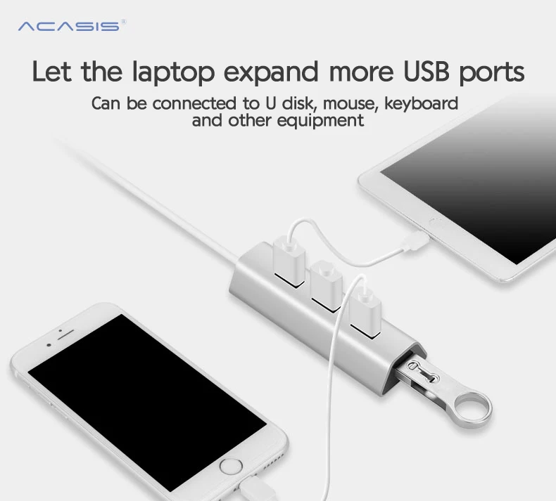 USB 4 порта концентратор Мульти USB 3,0 5 Гбит/с Высокоскоростной USB 3,0 разветвитель для ноутбука компьютера телефона планшета Mac OS компьютерные аксессуары