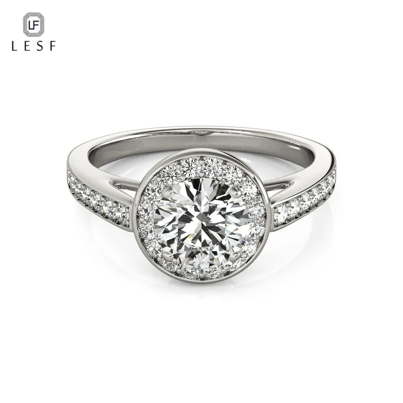 

LESF Fine Jewelry 925 Sterling Silver engagement ring 1 Carat 5A Zircon cz Silver Wedding Rings for Women Silver wholesale