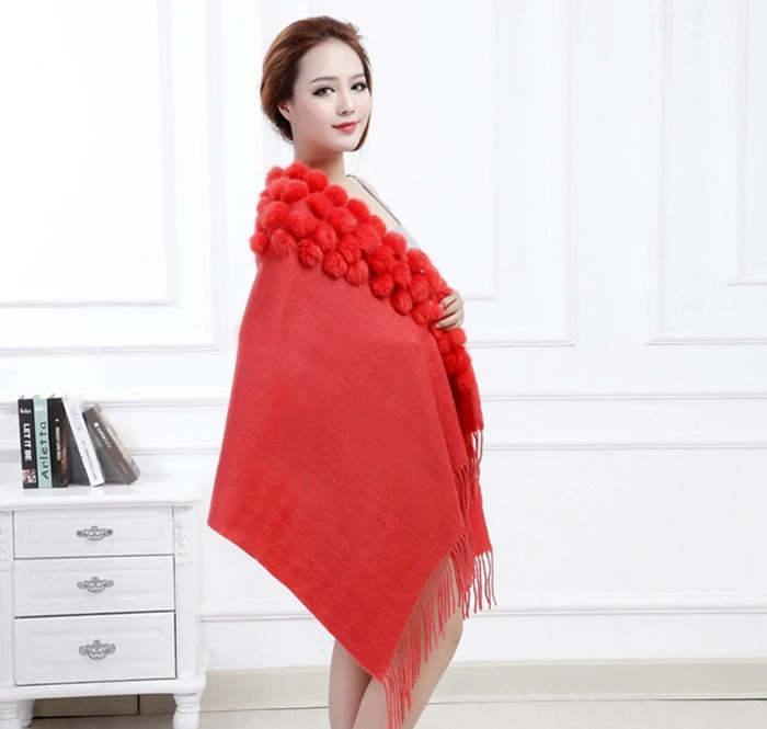 winter scarf women real fur shawls (10)