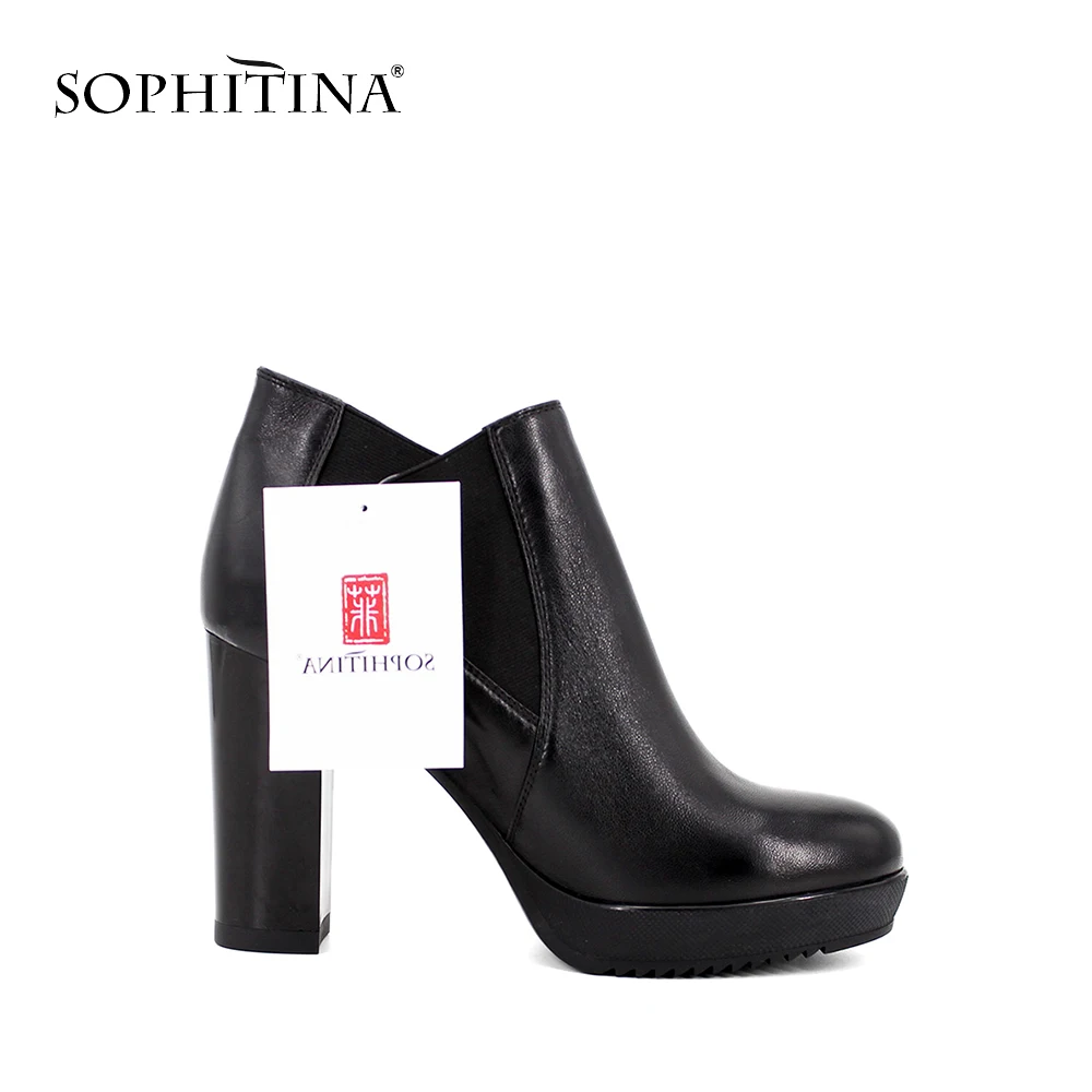 SOPHITINA/Лидер продаж. Ботильоны из натуральной кожи внутри ворсин. Женские ботинки