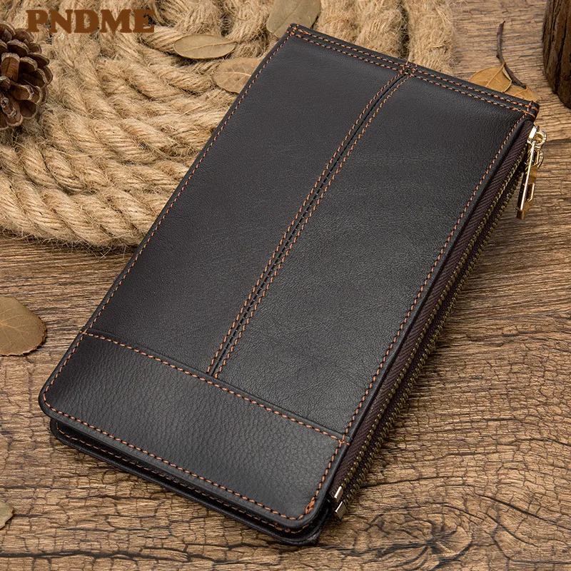 

Head layer cowhide men's wallet card business vintage multi card position long clutch