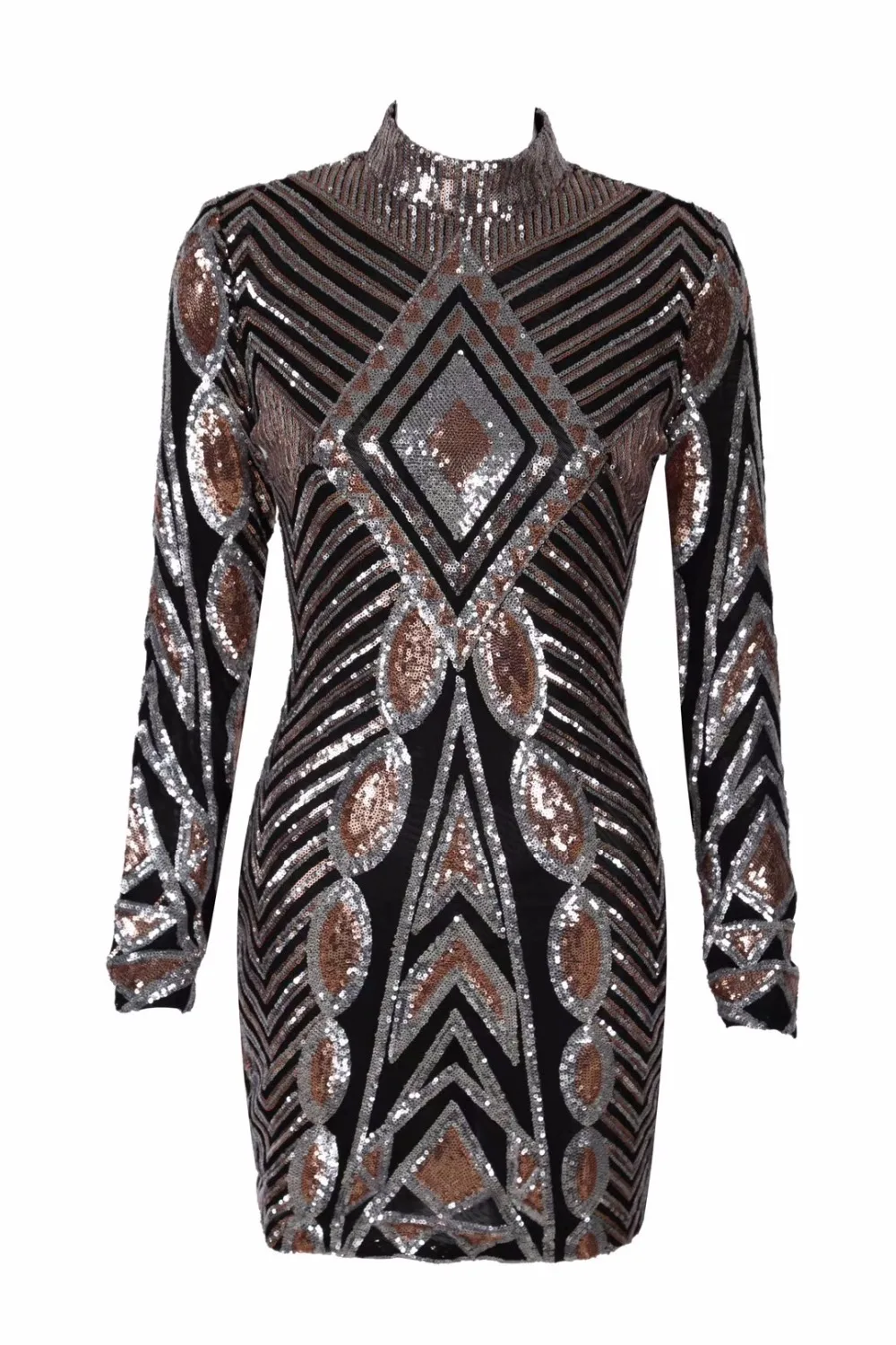 Мини платье обувь для звезд и оборками, с расшитыми блестками Для Женщин Прозрачное нижнее белье для ночного клуба с высоким, плотно облегающим шею воротником вечерние облегающее платье платья с принтом для девочек;