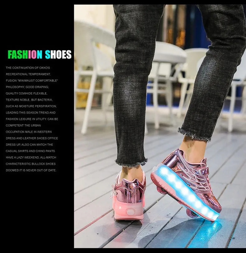 Tênis com Rodas sobre Led Skate para Crianças Usb de Carregamento Luminoso Sapatos Esportes Roller Meninos Meninas Led 2020 Luz 12 com rodas sobre led luz esportes roller