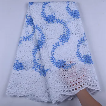 

Blue+White Swiss Voile Cotton Lace Fabric 2019 Swiss Voile Laces In Switzerland High Quality African Lace Fabric For Dress 1657