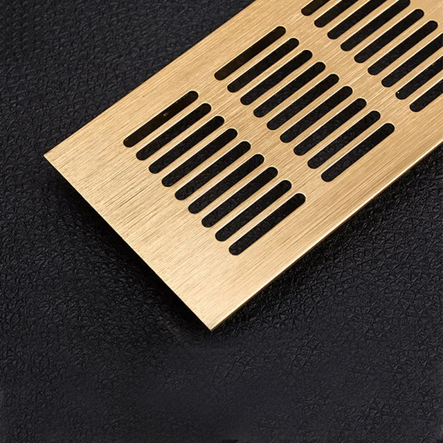 4 шт. алюминий 80 мм Прямоугольник вентиляционное отверстие перфорированный лист веб-пластина вентиляционная решетка для шкафа обуви шкаф декоративное покрытие - Цвет: Brushed gold