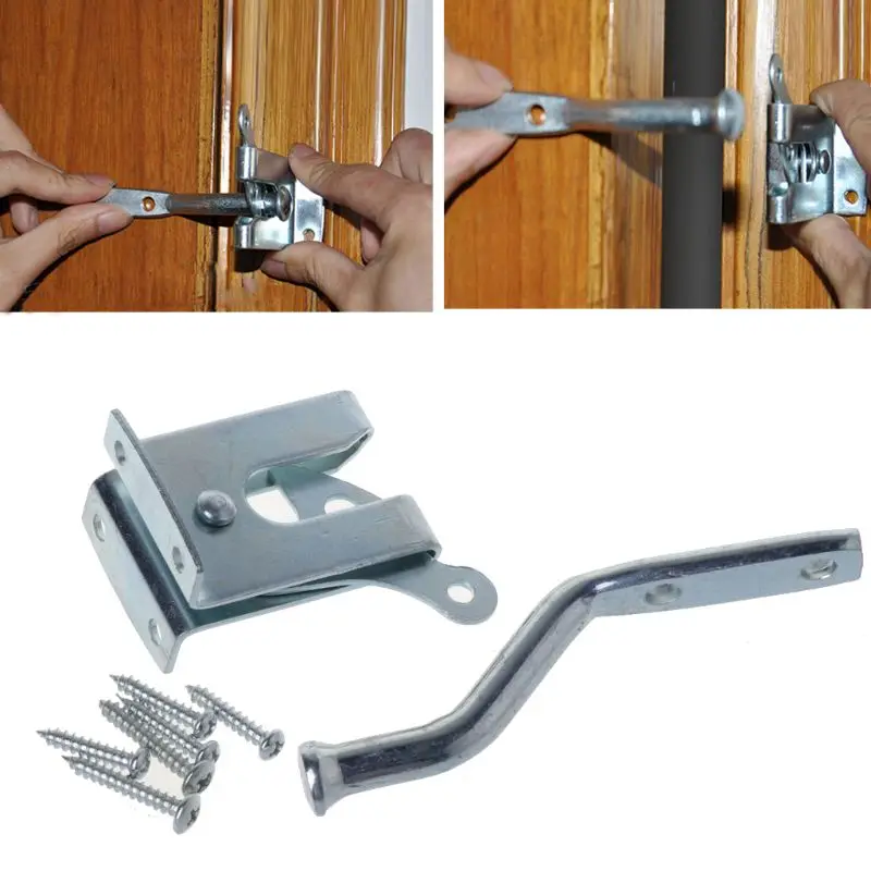 Self Locking Gate Gravity Latch Electroplated Steel Hasp Latch Auto Barn Door Lock for Metal Wooden Fences Easy Install