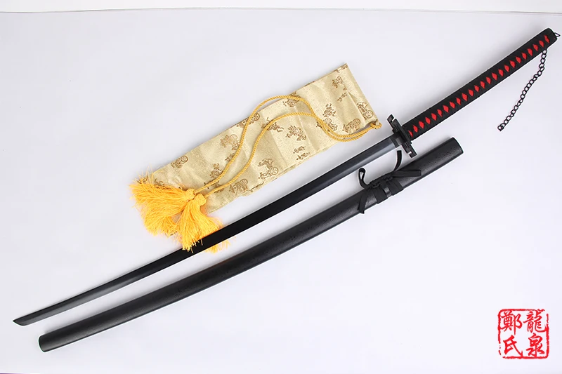 Japanese katana swords samurai 51 inch For Bleach Anime cosplay Zangetsu Kurosaki Ichigo sword real steel blade plating black