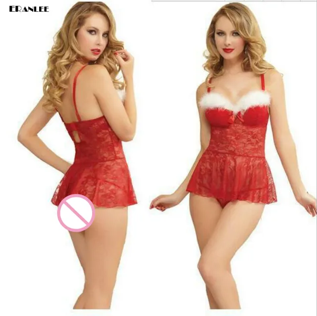 Hot Sex Babydoll Costumes Set Lace Dress Christmas Lingerie Sexy Serving Role Playing Santa Suit Womens Hot Sex Babydoll Costumes Set Lace Dress Christmas Lingerie Sexy Serving Role Playing Santa Suit Womens