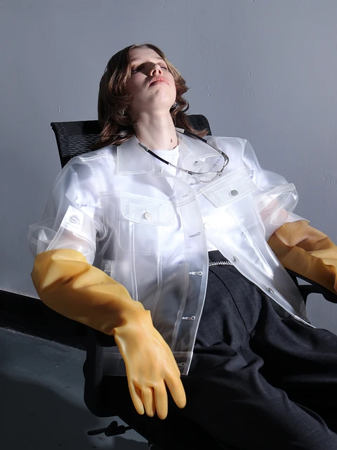 Spring New Arrive Clear PVC Coat Transparent Waterproof Button